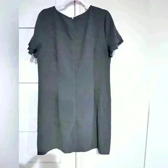 Ann Taylor LOFT Gray Blue Ruffle Short Sleeve Shift Dress- Size 14- EUC - Picture 5 of 6